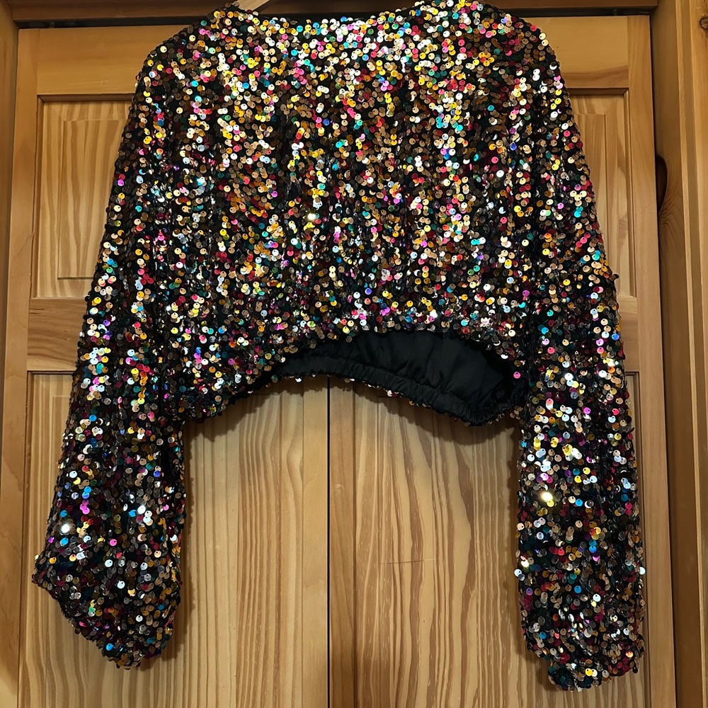 12th Tribe Multicolor Sequin Crop Top
